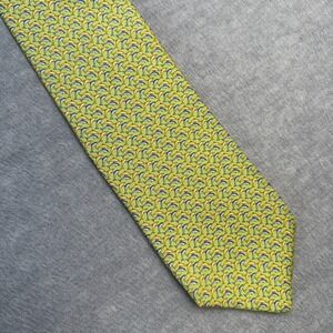 Brooks Brothers‎ Makers Tie Green Yellowish Dolphin Geometric Silk Beach Necktie